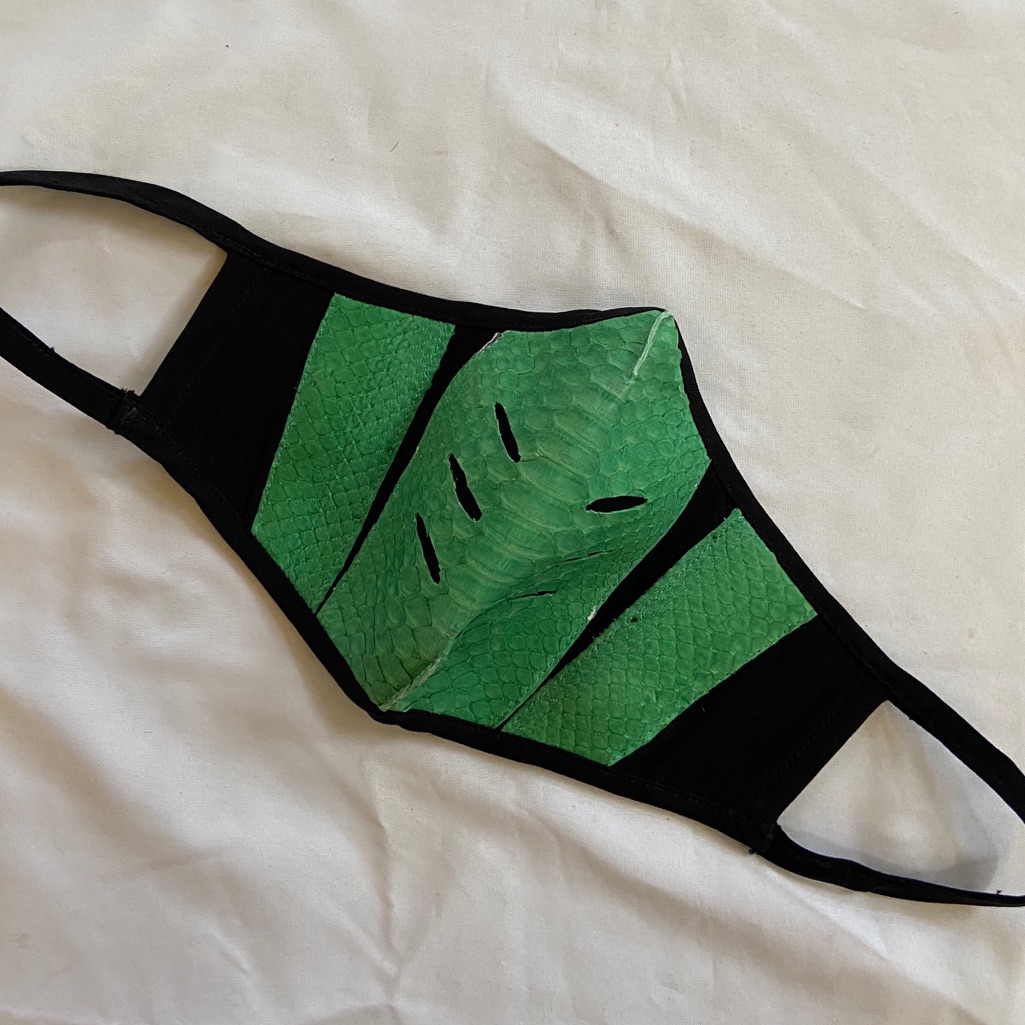 Green Python Snakeskin Face Mask
